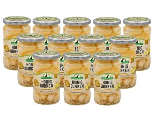 12 Gläser Rabe Honig Senf Gurken klein