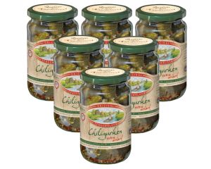 6 Gläser Krügermann Spreewald Chili Gurken klein
