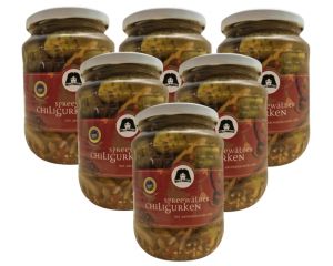 6 Gläser Markus Spreewald Chili Gurken groß
