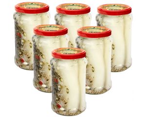 6 Gläser Rabe Senf Gurken Streifen Groß